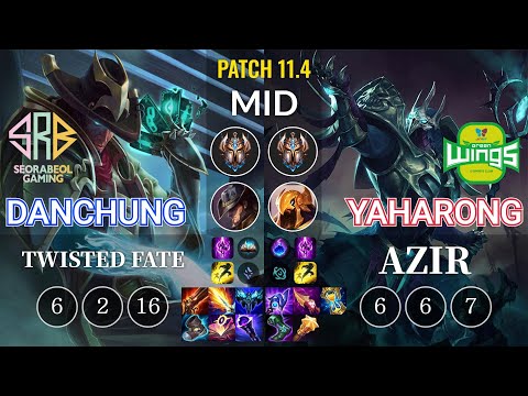 SRB Danchung Twisted Fate vs JAG Yaharong Azir Mid - KR Patch 11.4