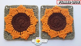 Boho Sunflower Granny Square - NO SEW - LIVE Crochet Tutorial - September 15, 2025