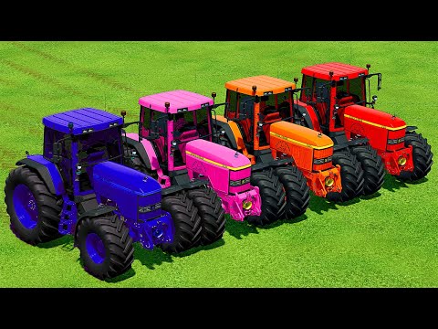TRANSPORT CARS AND LOAD SUNFLOWERS WITH JOHN DEERE TRACTORS - Farming Simulator 22