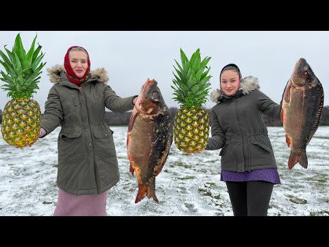 Juicy Recipes from Huge Carp with Fresh Pineapples! Life in a Ukrainian village