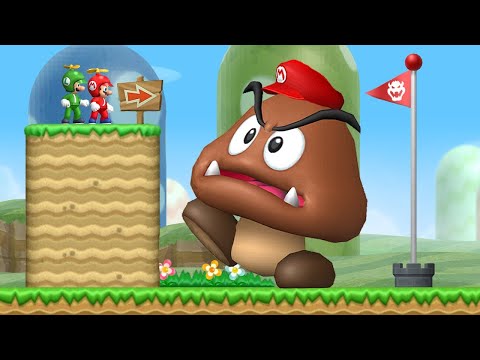 Newer Super Mario Bros. Wii - 2 Player Co-Op Full Game Walkthrough (HD)