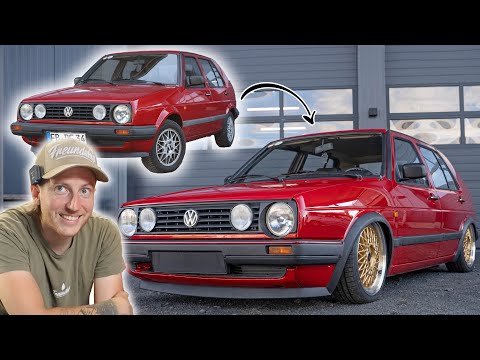 Tiefer geht nicht! Wir verbauen ein Luftfahrwerk und 17" Alufelgen im Golf 2 Oldtimer 🔥