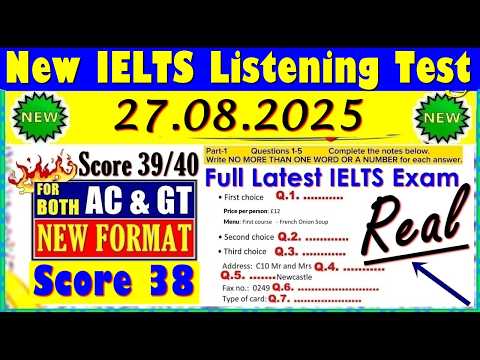 IELTS LISTENING PRACTICE TEST 2025 WITH ANSWERS | 27.08.2025