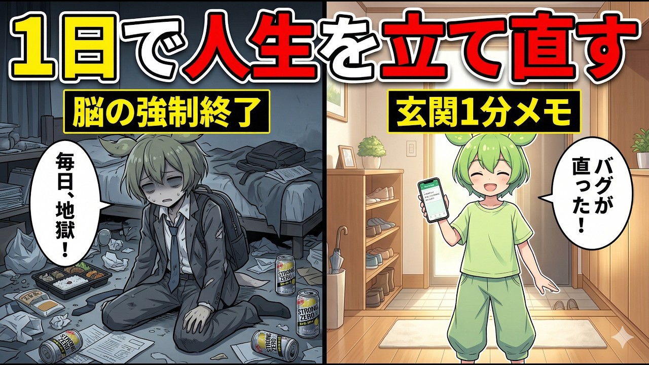 【脳科学】たった1日で人生を立て直す。帰宅後に何もできない限界社会人を救う『最強の夜リセット術』【ずんだもん＆ゆっくり解説】
