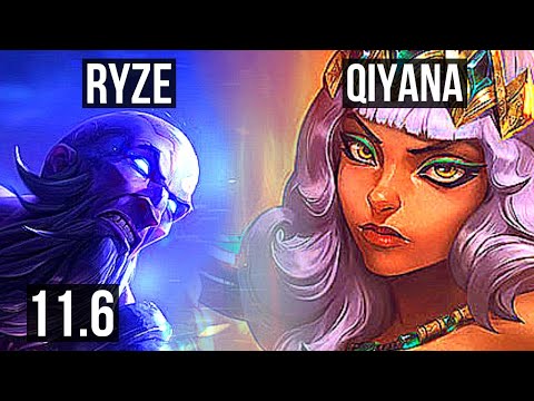 RYZE vs QIYANA (MID) | 5/1/9, 1.1M mastery, 300+ games | KR Grandmaster | v11.6