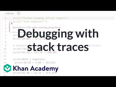 Debugging with stack traces | Intro to CS - Python | Khan Academy