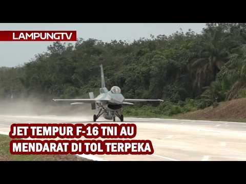 Indonesian Air Force F-16 Fighter Jet Lands on Terpeka Toll Road