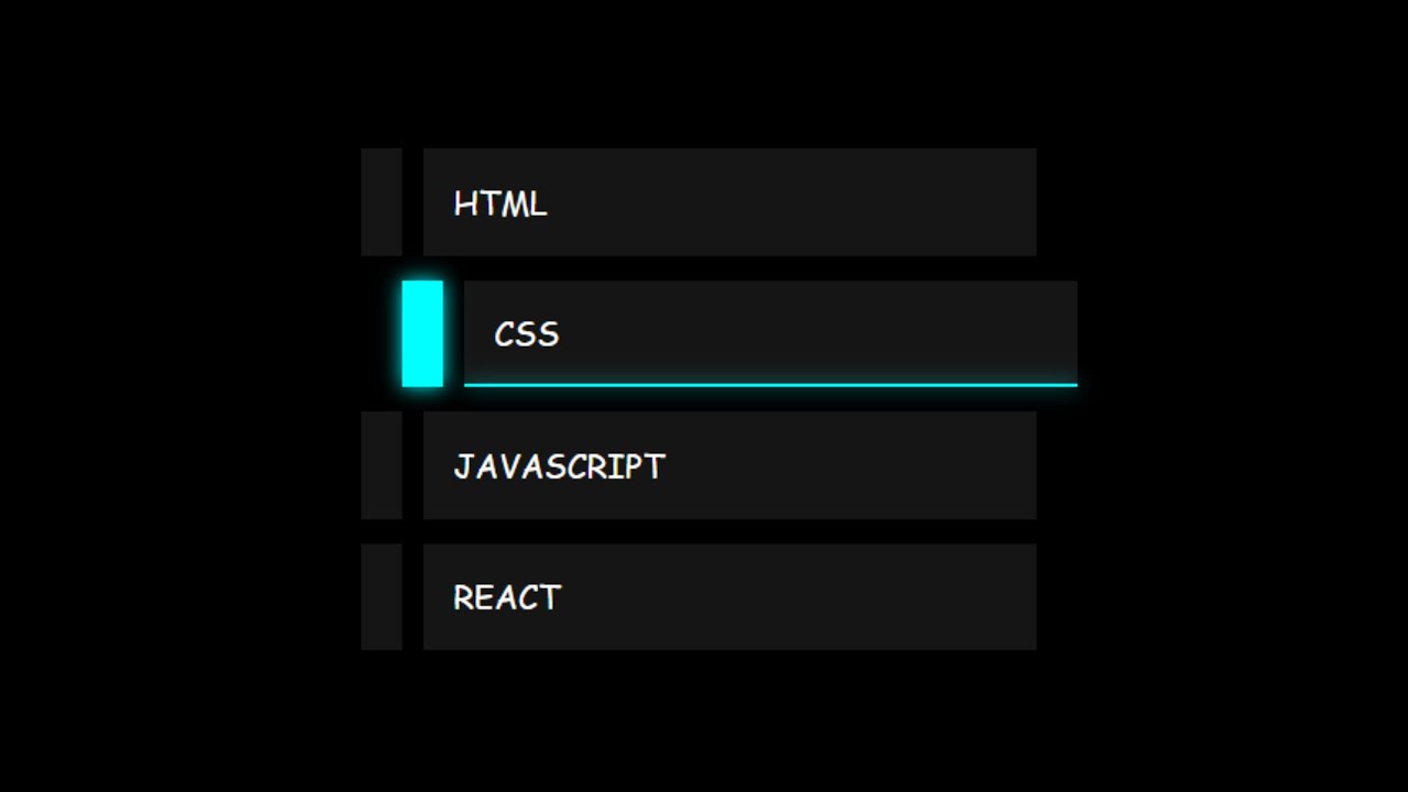 List items glowing hover effect using html and css