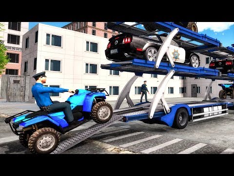 US Police ATV Quad Bike Plane Transport Game - Police Bike Games