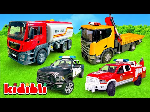 Toys Accident : Fire Truck, Police Car & Ambulance 🚒 Various Vehicles : Kids Video | Kidibli