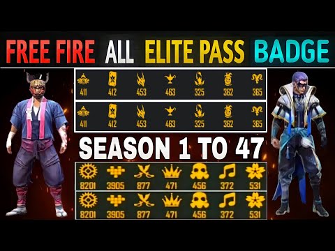 FREE FIRE ALL ELITE PASS BADGE || SEASON 1 TO 43 ALL ELITE PASS BADGE || FREE FIRE ELITE PASS BADGE