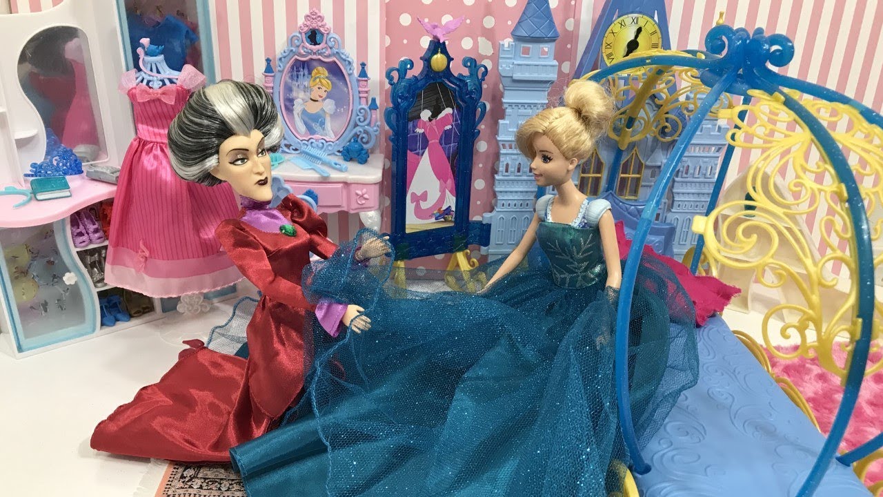 Barbie Cinderella bedroom set! Stepmother! Prince Charming!