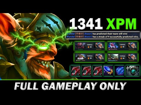 WTF 1341 XPM! 3x DRAGONLANCE build DESTROY 9 win STREAK razor - Full Gameplay Meepo #342