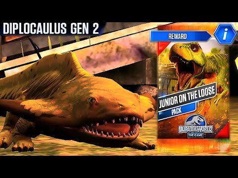 JUNIOR ON THE LOOSE DIPLOCAULUS GEN 2 OF BATTLE | JURASSIC WORLD THE GAME