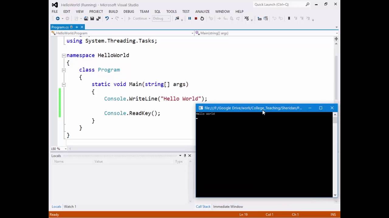 Learn C#.Net - Module 1a - Hello World