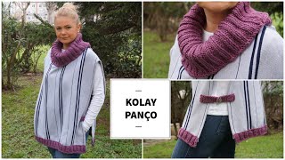 Örgü boğazlı yaka çok kolay panço nasıl yapılır / kendin yap /örgü modelleri / Figen Ararat
