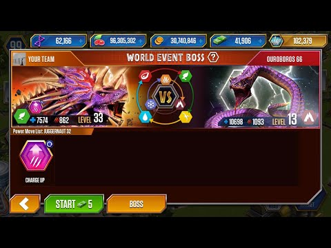 JUGGERNAUT VS OUROBOROS , VALKYRIE VS OUROBOROS - JURASSIC WORLD THE GAME