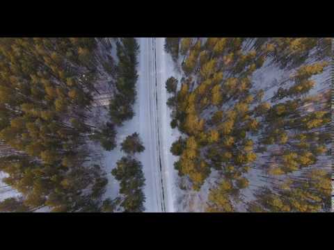 Siberia, aerial. Concept the road of life. A solitary journey