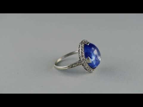 EARLY ART DECO 10.0 CT NATURAL NO HEAT CEYLON SAPPHIRE DIAMOND PLATINUM RING!