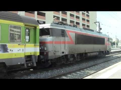 Nice Ville HD-SNCF Intercity no.BB 112320+Corail Intercity stock departs Nice Ville
