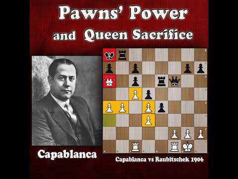 Capablanca brilliantly promoted pawns the sac Queen | Capablanca vs Raubitschek 1906