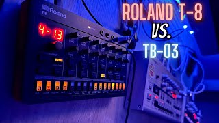 Video thumbnail for Roland T-8 vs. Roland Boutique TB-03 by Marcus Padrini