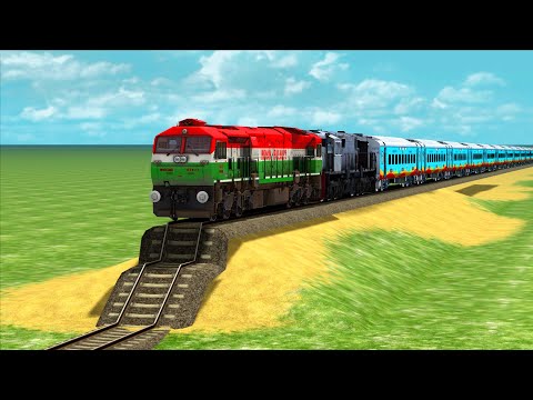 3 FAST TRAINS CROSSING ON RISKY UNFINISHED ROAD RAILROAD TRACK | Train Simulator 2022