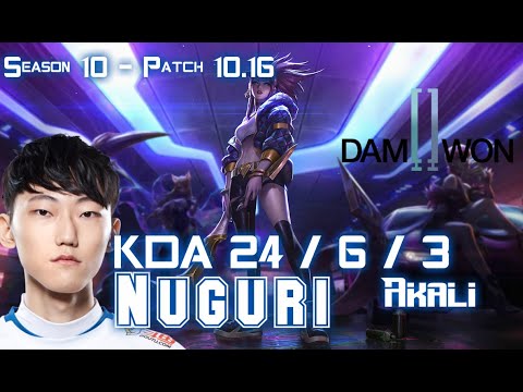 DWG Nuguri AKALI vs WUKONG Top - Patch 10.16 KR Ranked