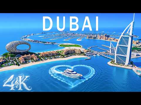 Dubai 4k: Futuristic, iconic Palm Jumeirah, Atlantis, Burj Khalifa, Burj Al Arab, coastline, skyline