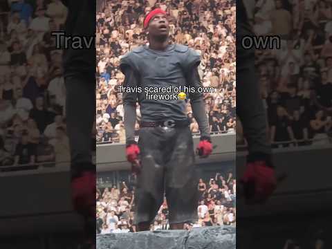 Travis Scott gets surprised by his own fireworks 🤣☠️ #TravisScott #shorts