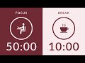 50 10 Pomodoro Timer With Brown Noise 4 Hour Study With Me For Deep Focus ADHD