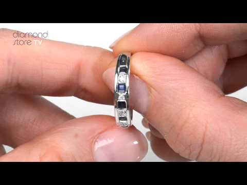 E5589 - SAPPHIRE & DIAMOND ETERNITY RING IN 9K WHITE GOLD