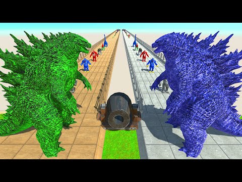 BLUE GODZILLA VS GREEN GODZILLA DEATH RUN - Animal Revolt Battle Simulator