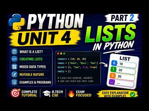 Python Programming Unit 4 Lists In Python Part 2