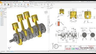Create Four Cylinder Engine And  Assembly + Animation in  Autodesk Inv