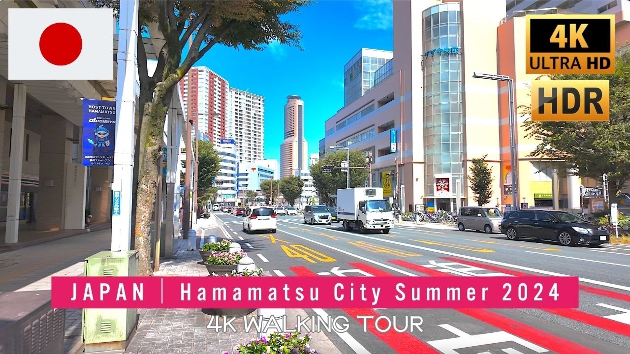 Immersive street-level walking tour through Hamamatsu Zaza City, Japan, showcasing authentic urban landscapes, local architecture, and the vibrant atmosphere of the city's neighborhoods