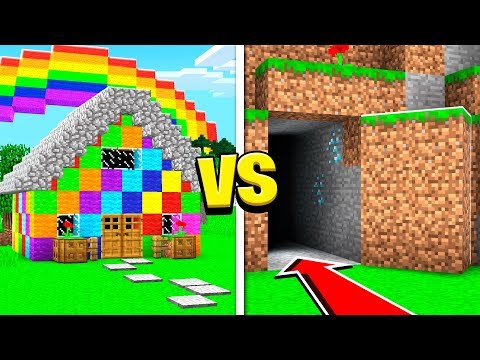 EPIC HIDDEN BASE vs RAINBOW HOUSE in MINECRAFT!