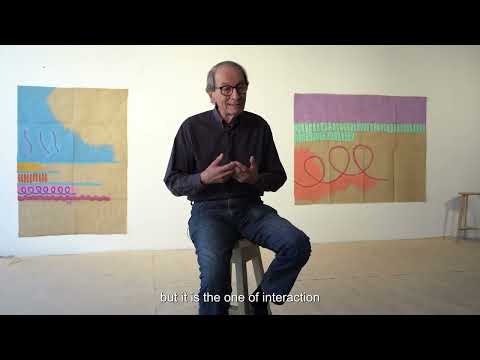 Giorgio Griffa - TRE LINEE CON ARABESCO