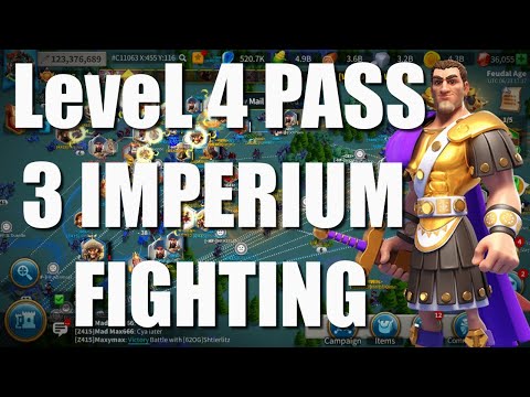 LeveL 4 Pass Opening - 3 Imperium fighting Heroic Anthem - Rise of Kingdoms