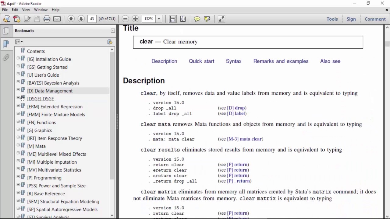 PDF documentation in Stata 15