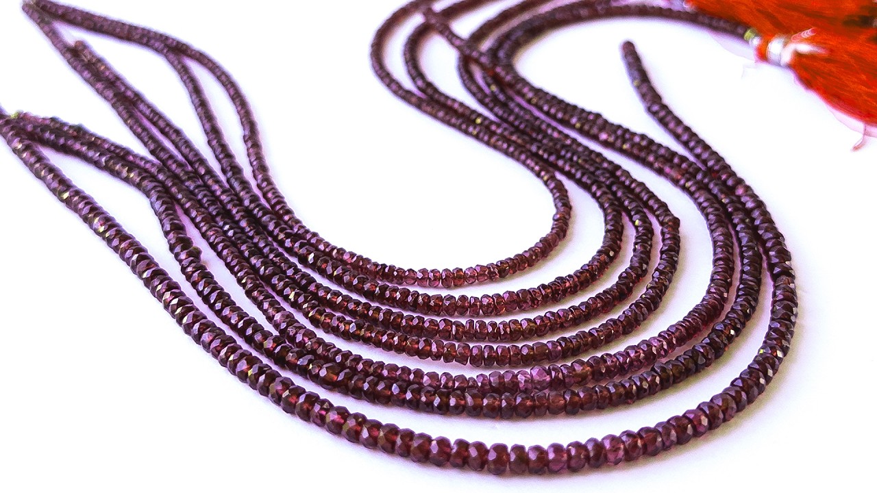 Burma Garnet | Faceted Rondelle | Various 3.1-4mm Bead Size | 29cm Strand Length video