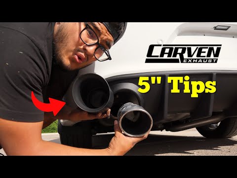 Installing 5 inch exhaust tips from carven exhaust on the Dodge Charger Scatpack