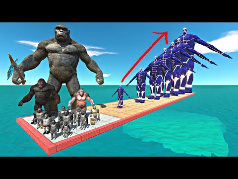 Mutant Primates + Kong vs 7 Levels of Ice Colossal Titan - Animal Revolt Battle Simulator
