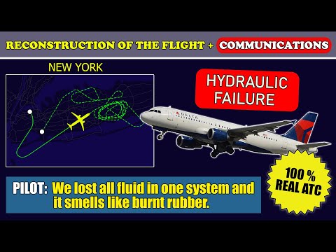 Airplane diverts with hydraulic failure. Emergency landing | Delta A320 | New York Kennedy, ATC