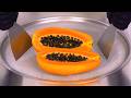 Tropical Juicy Papaya Ice Cream Rolls ASMR
