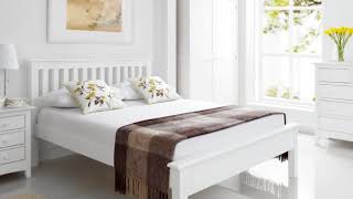 White Wooden Bed Frame with Mattress Designs