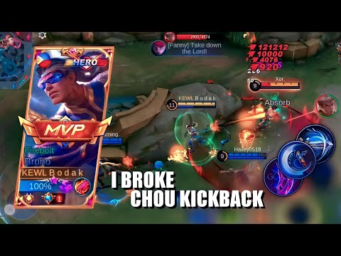 I BROKE CHOU KICKBACK!!! | GOLDLANE BRUNO BEST BUILD AND EMBLEM - MLBB