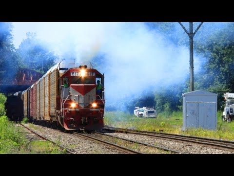 HD Watching a Pan Am Loaded Auto Train in Ayer, MA