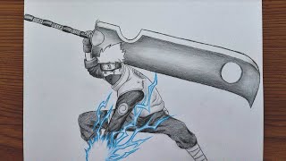 Download lagu How To Draw Kakashi Hatake With Kubikiribocho And Chidori || Anime Pencil Drawing mp3