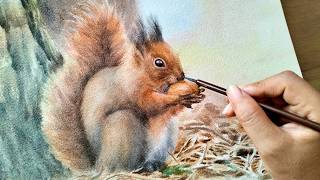 Download lagu Watercolor painting tutorial: How to paint a lifelike squirrel mp3